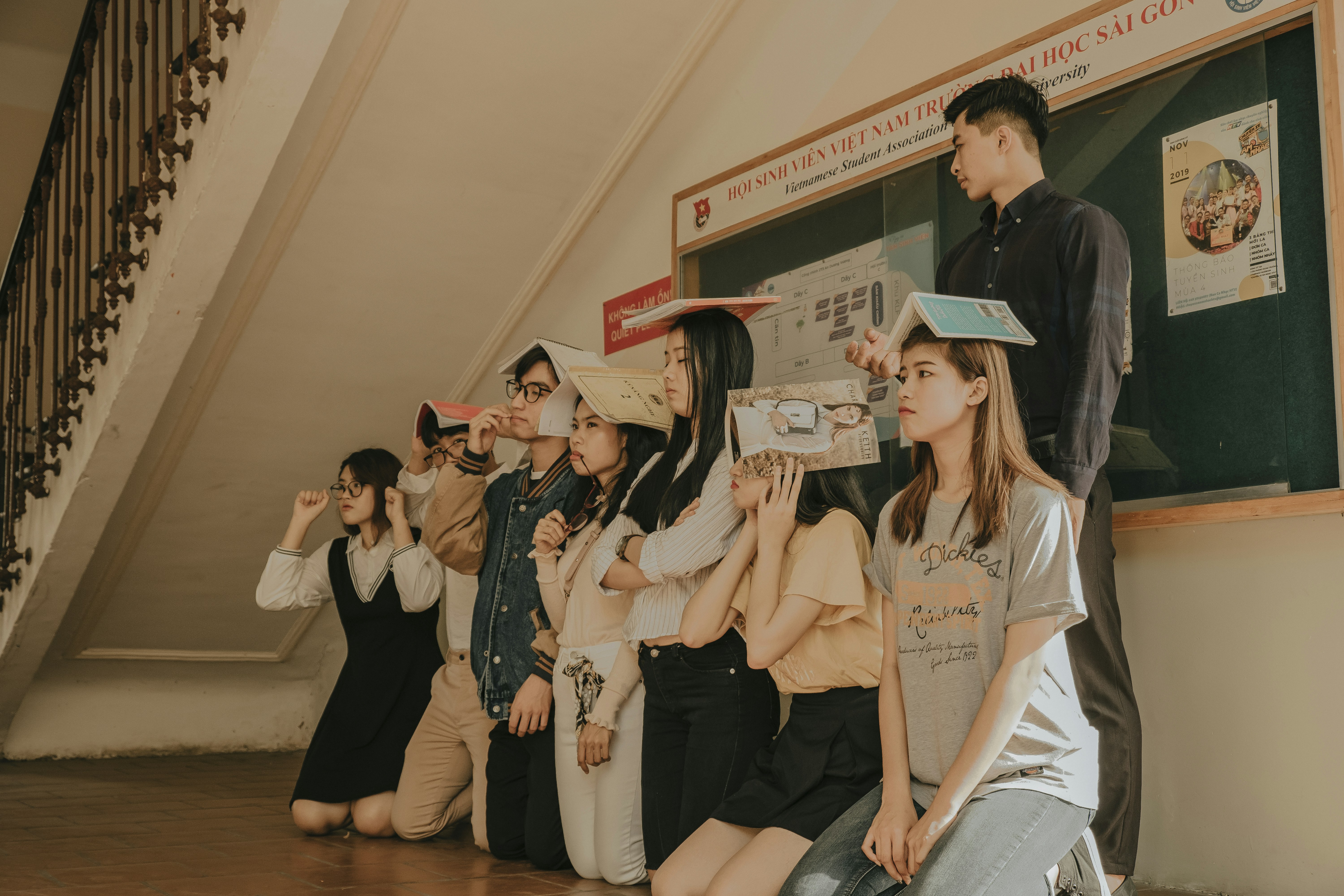 a group of people standing next to each other