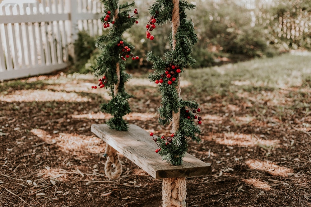 brown wooden bench