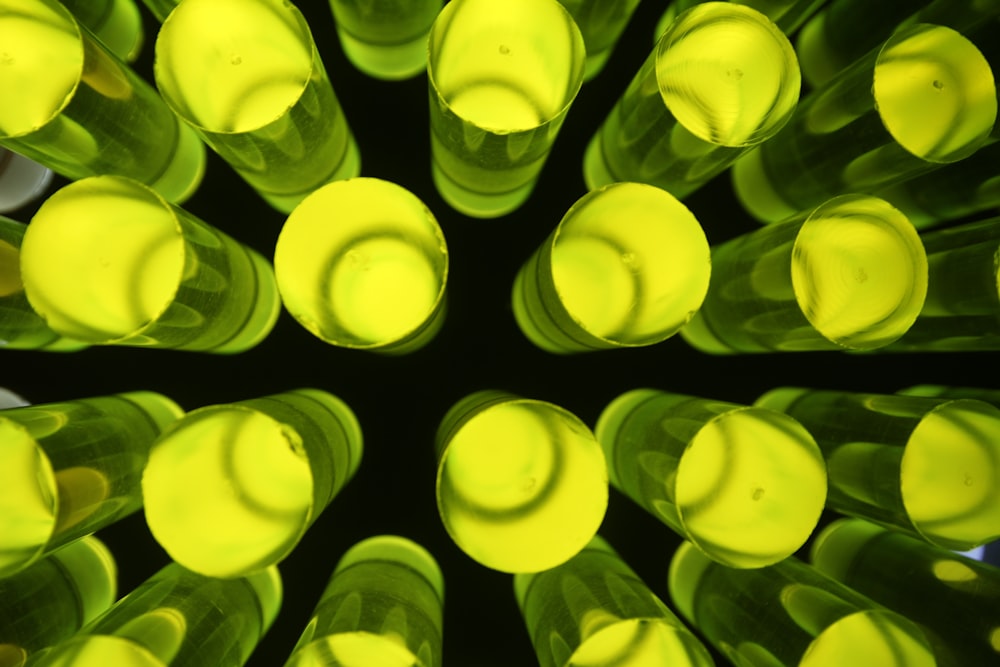 a close up of a bunch of wine bottles