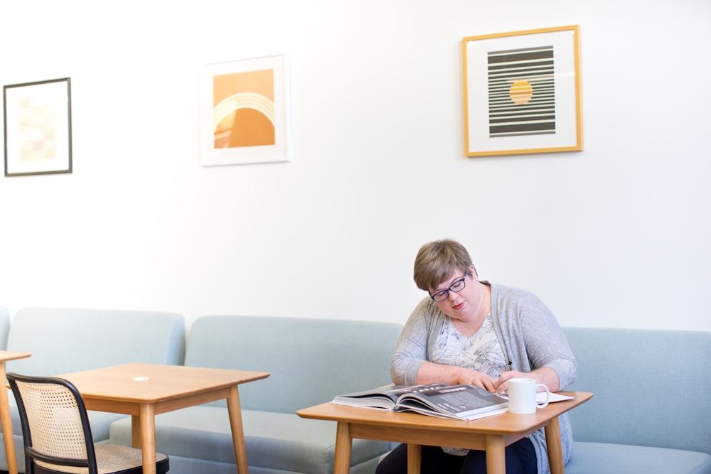 woman reading book