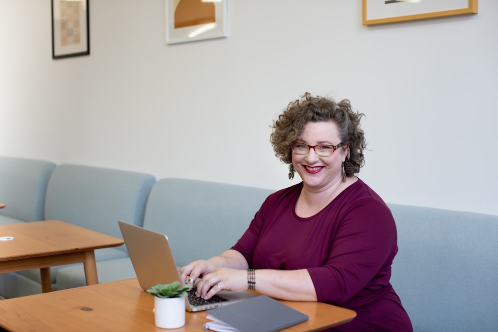 woman using laptop