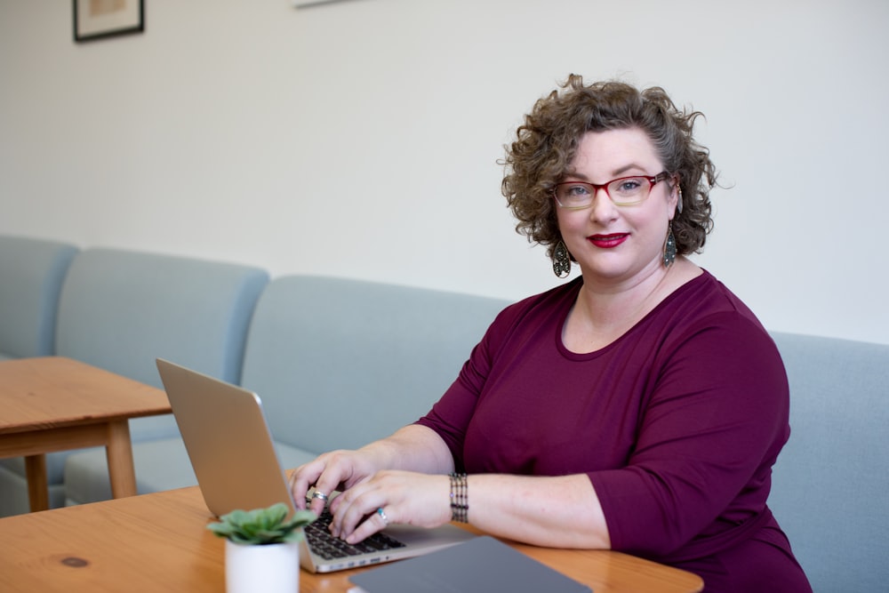 woman using laptop