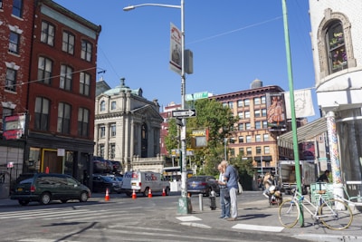 Maryland city streets with a courier van making a timely delivery.
