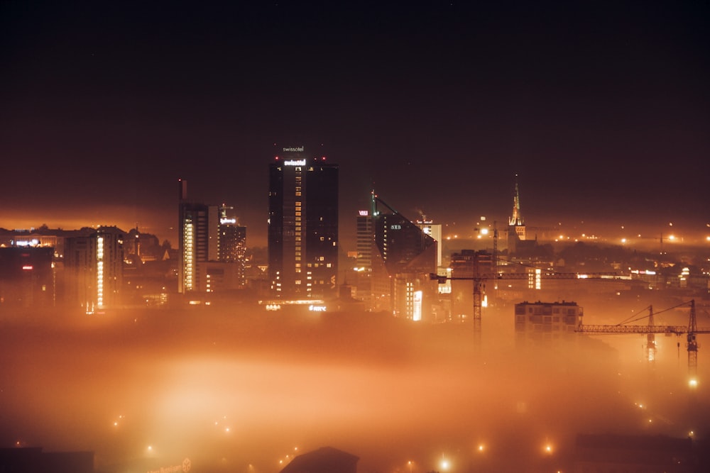 photography of buildings during nighttime