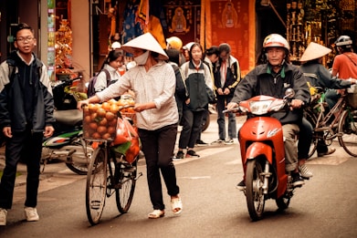people standing on road