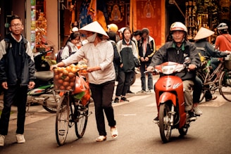 people standing on road