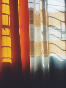 orange and white curtain