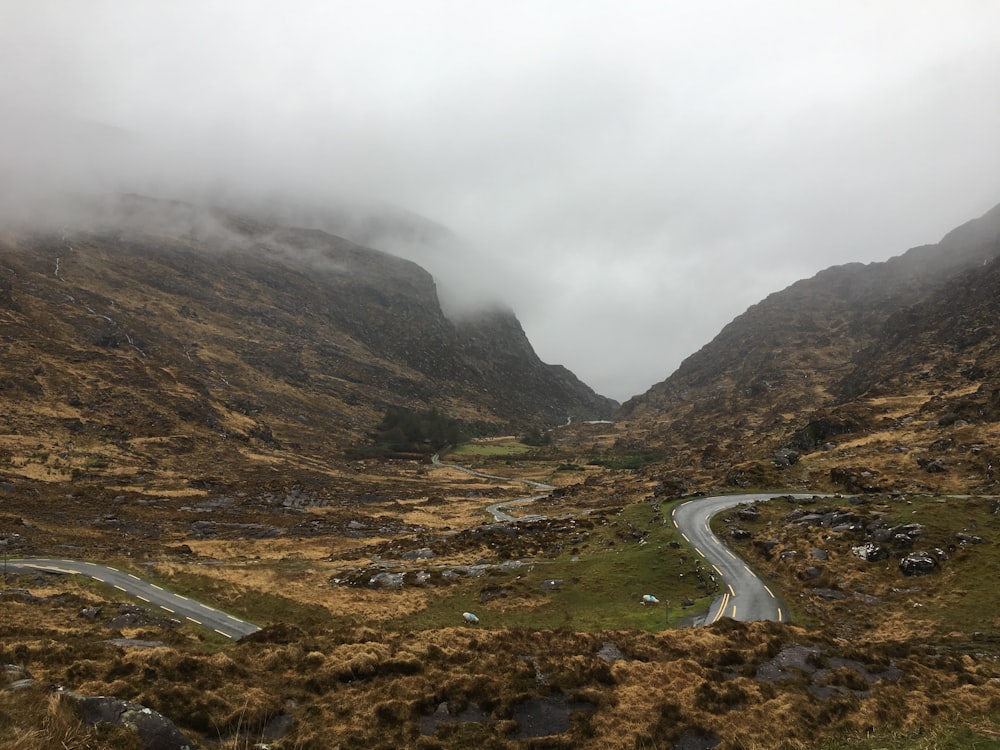 paved road on valley