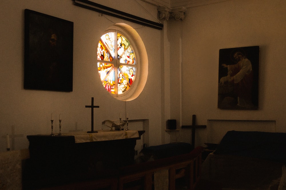 black cross on altar