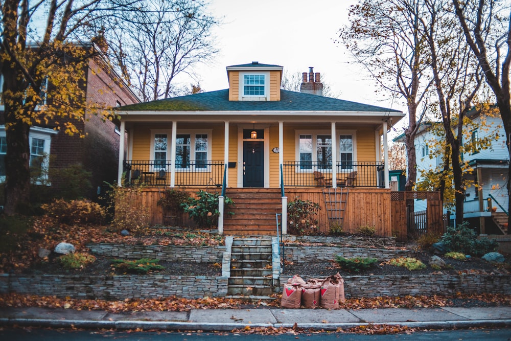 yellow wooden house