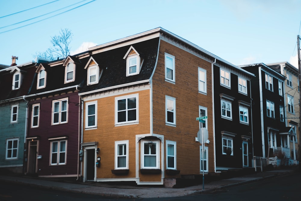 view photography of concrete brick houses