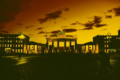 Evening shot of a landmark building illuminated against the night sky.