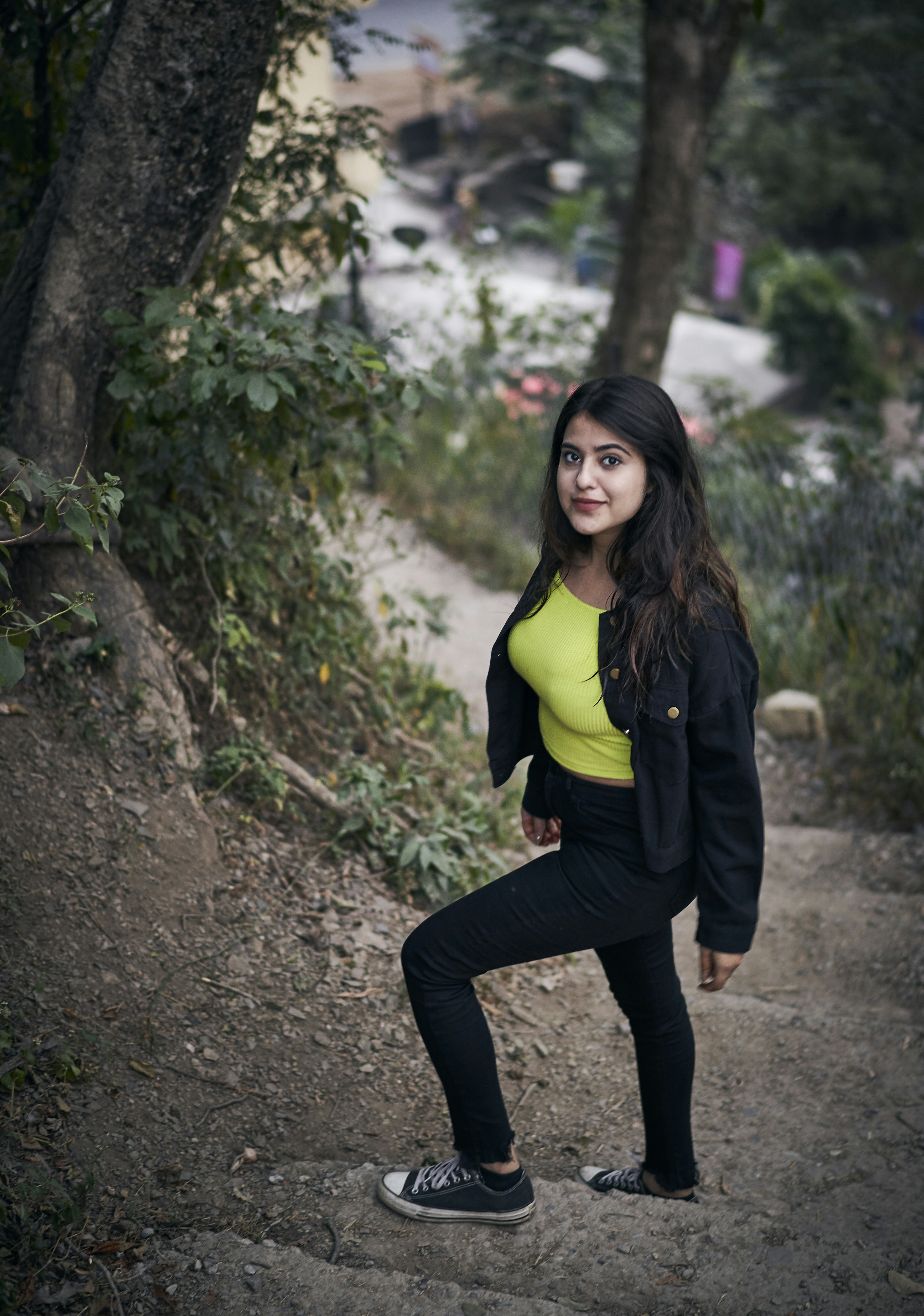 woman on stair