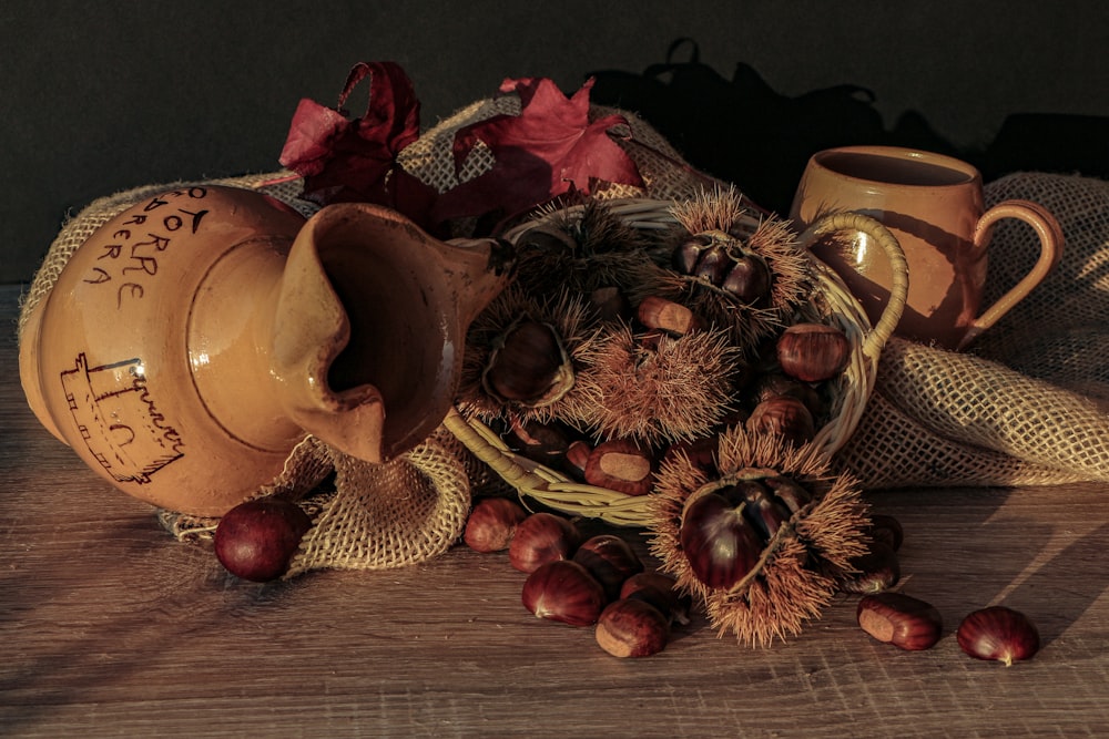 basket of brown chestnuts