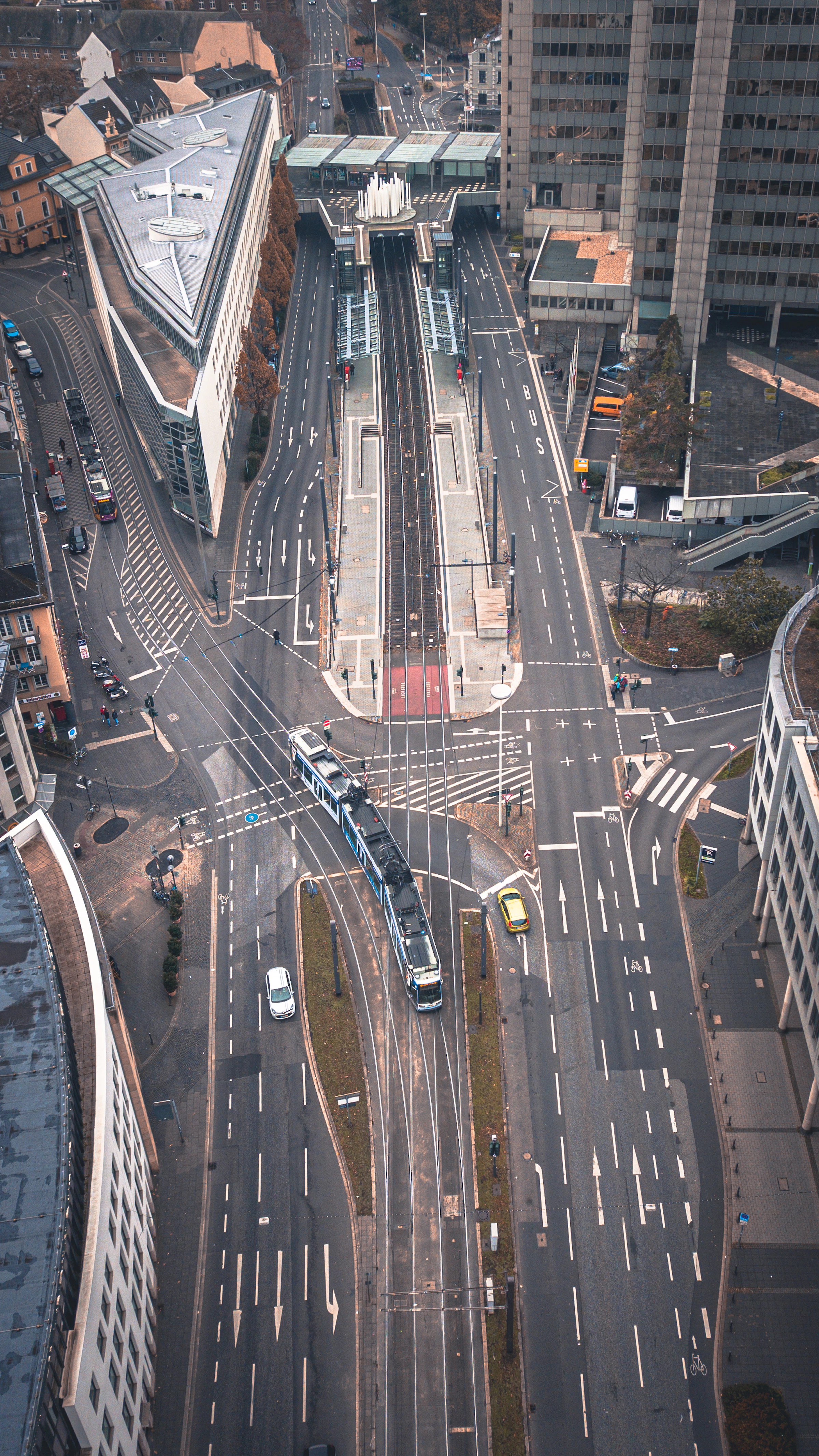 Aerial view of highway traffic