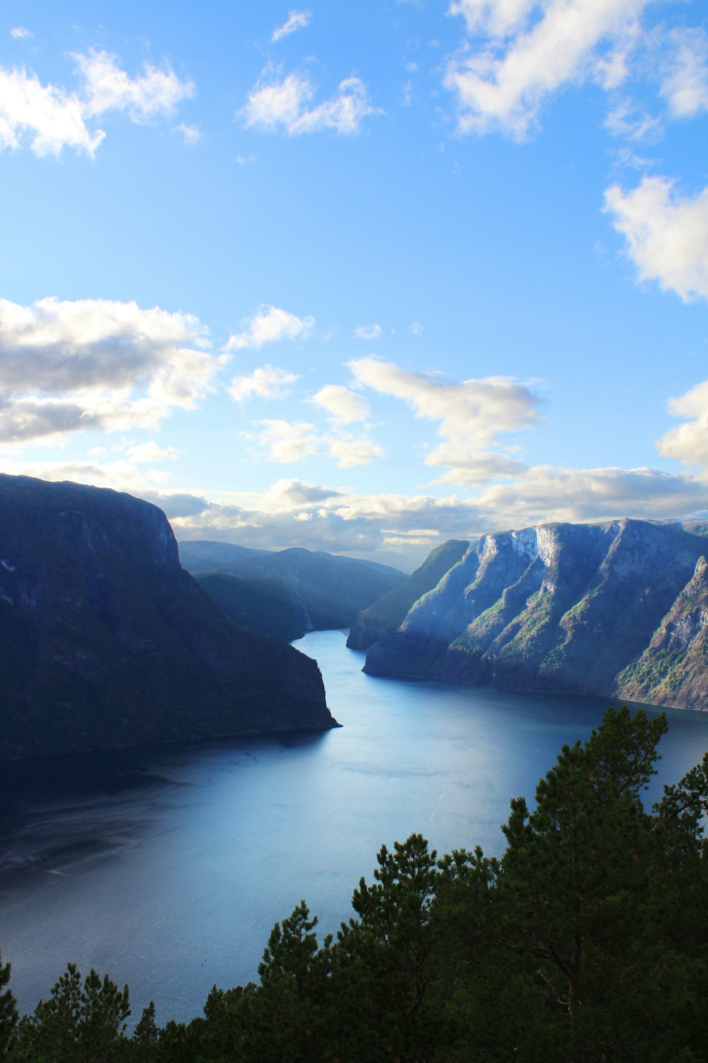 mountains beside lake