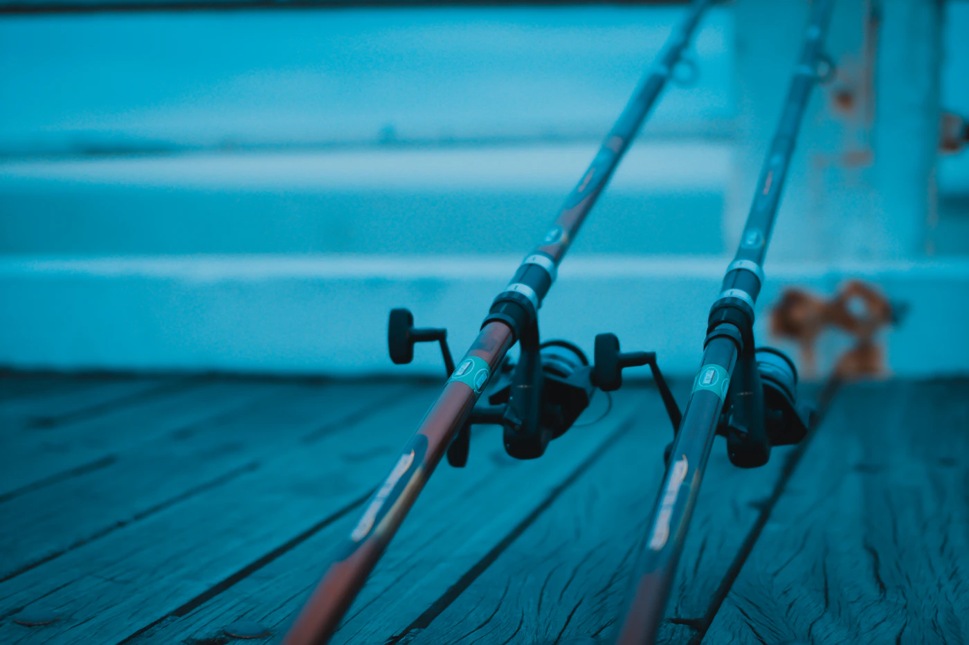 Fishing rods ready on a dock