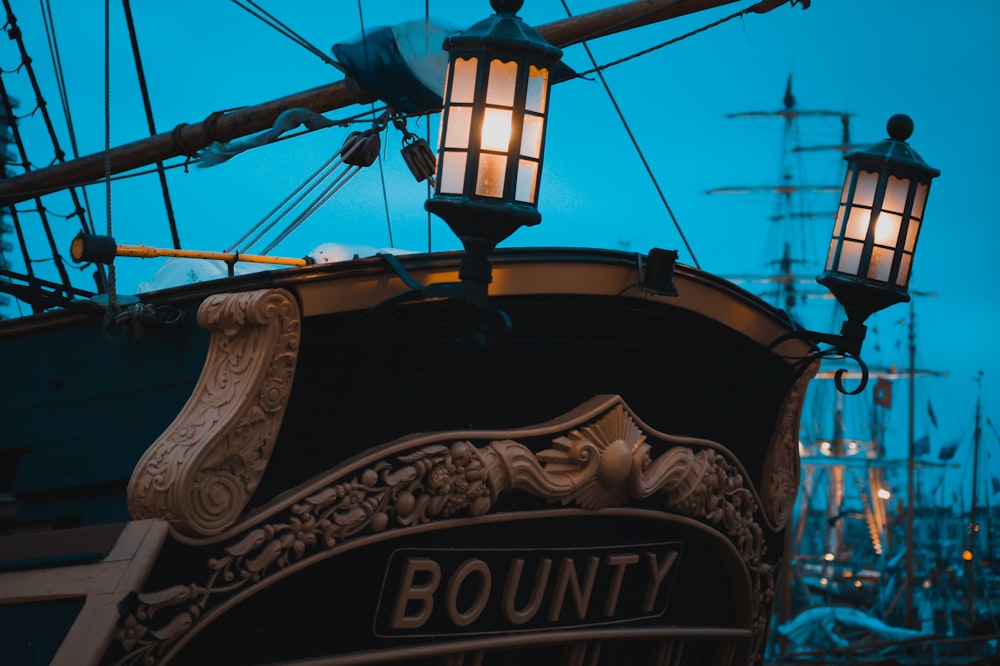 a light that is on top of a boat