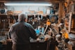 man working on a workbench