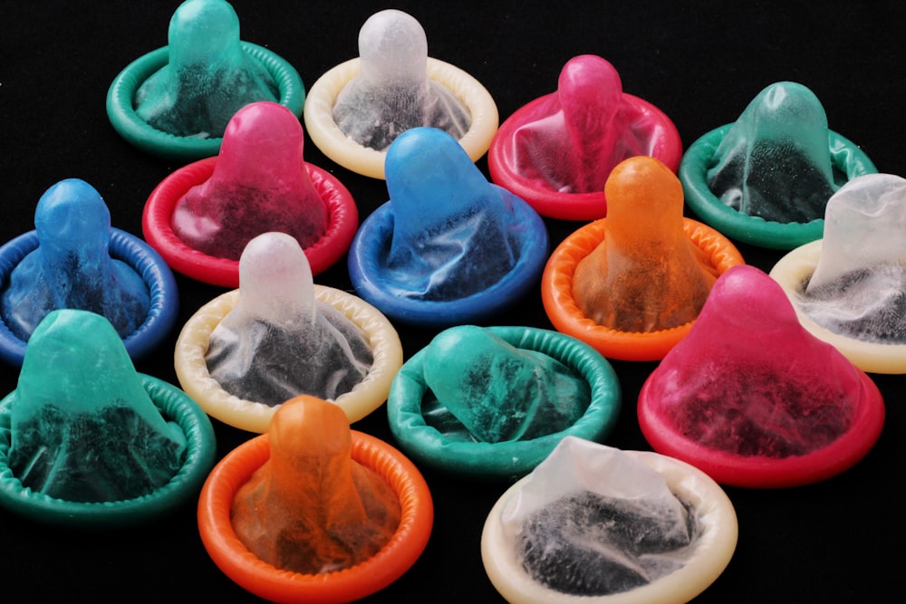 assorted-color condom lot