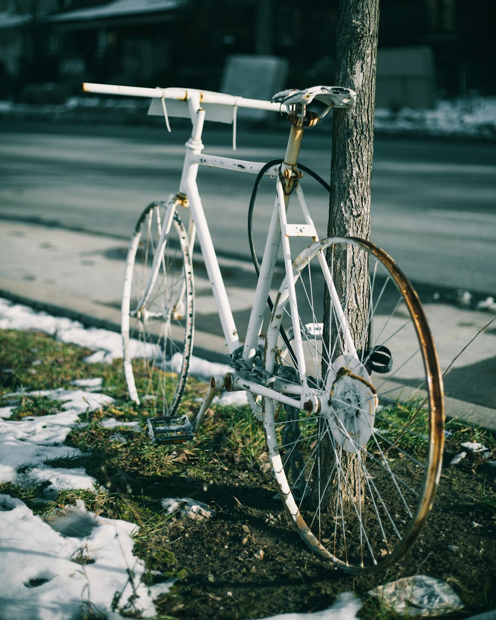 shallow focus photo of white regular bike