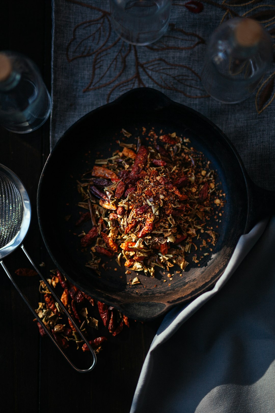 spices in cast-iron skillet