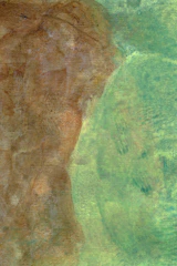 Abstract topographic map blending desert mountains with subtle terracotta and muted gold accents.
