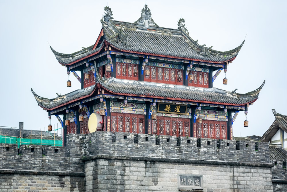 gray and red concrete temple