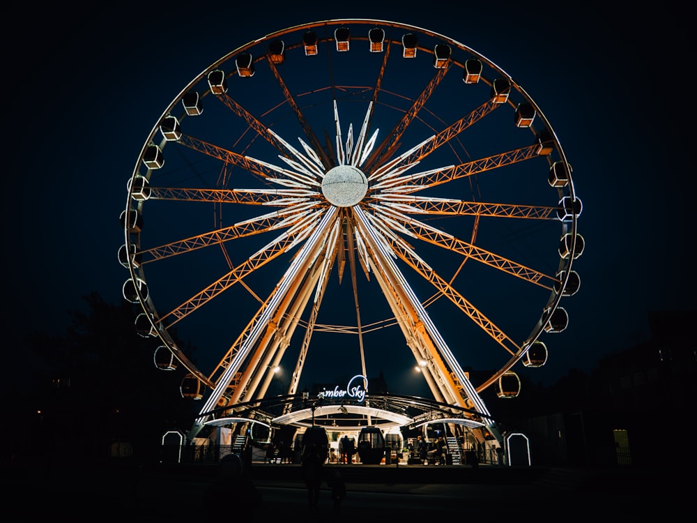 view photography of brown and gray ferris wheel