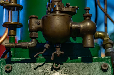 Industrial hydraulic valve mounted on machinery.