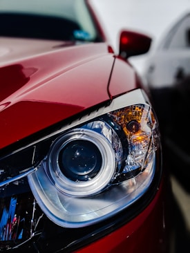 red vehicle headlight