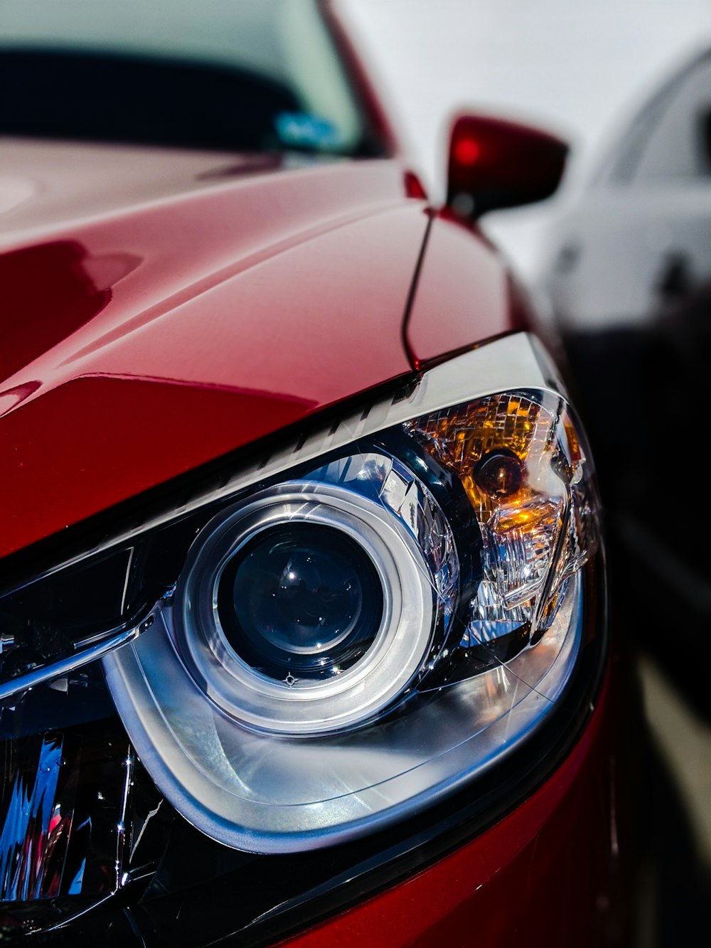 red vehicle headlight