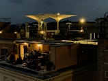 Evening terrace with ambient lighting and views of the starry Champagne sky