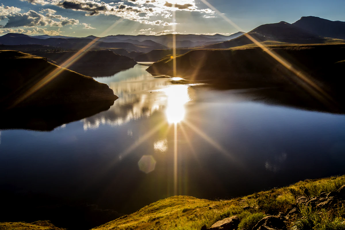 Rugged mountain landscape of Lesotho, the 'Mountain Kingdom' of southern Africa