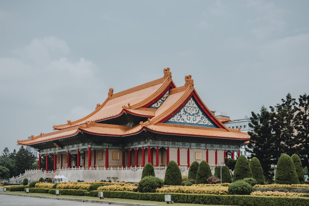 architectural photography of brown and white temple