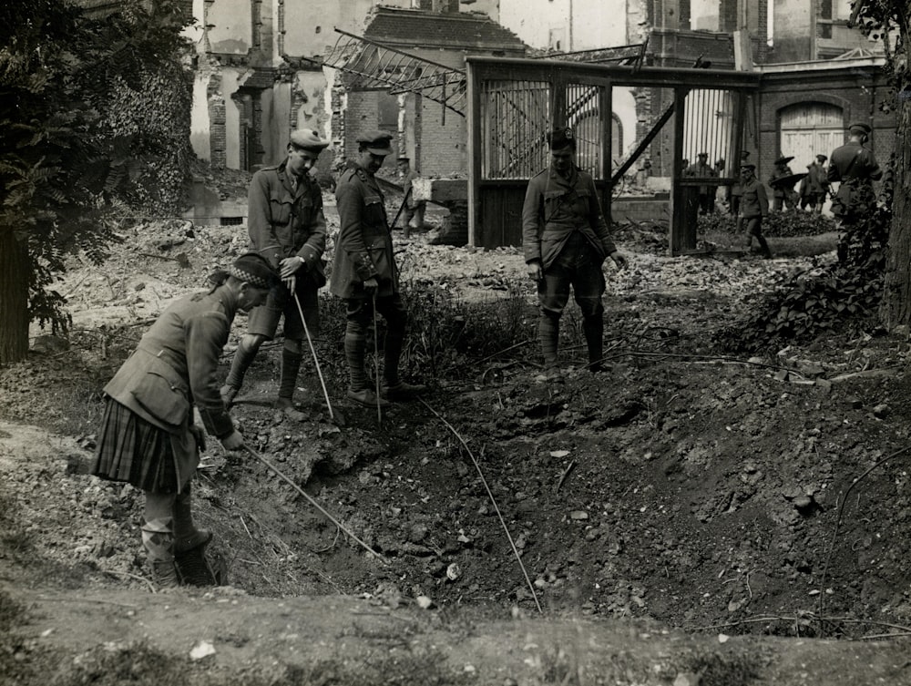 people digging hole