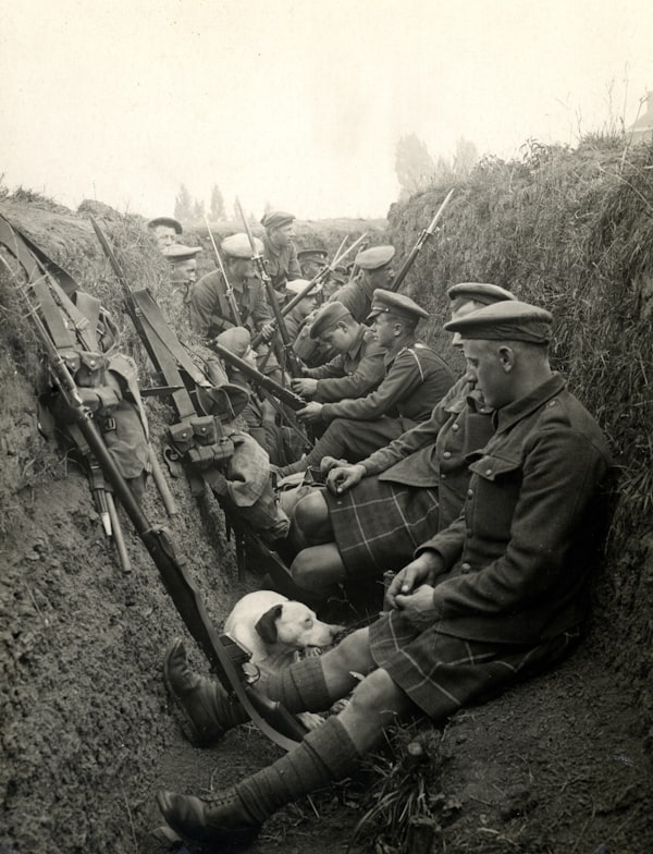 Soldiers in a wartime trench