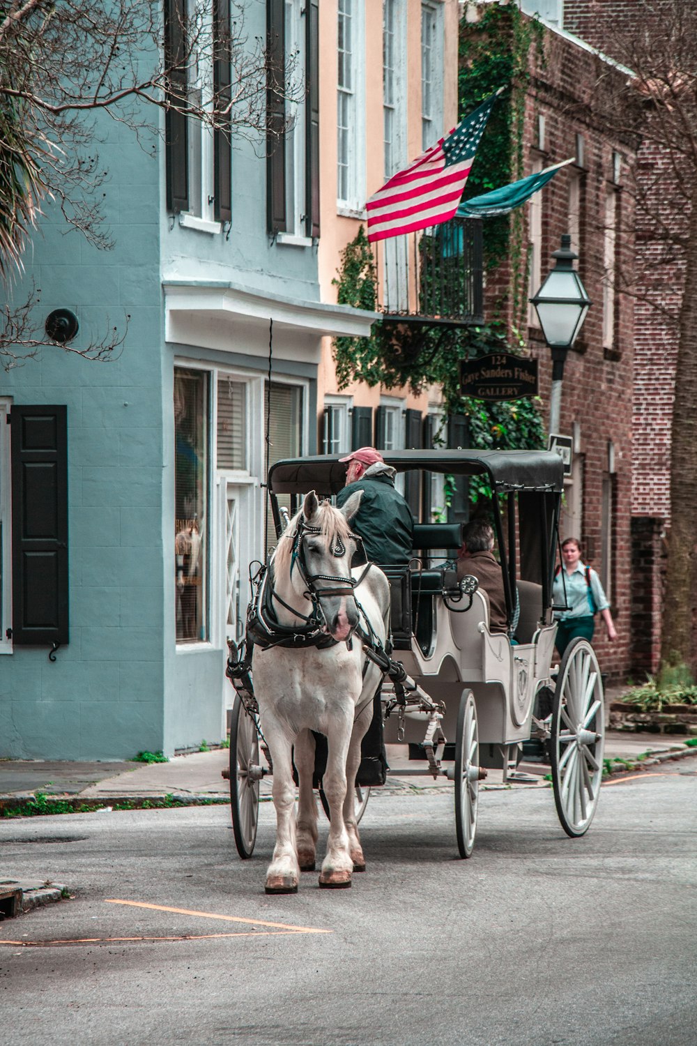 horse carriage outside a building