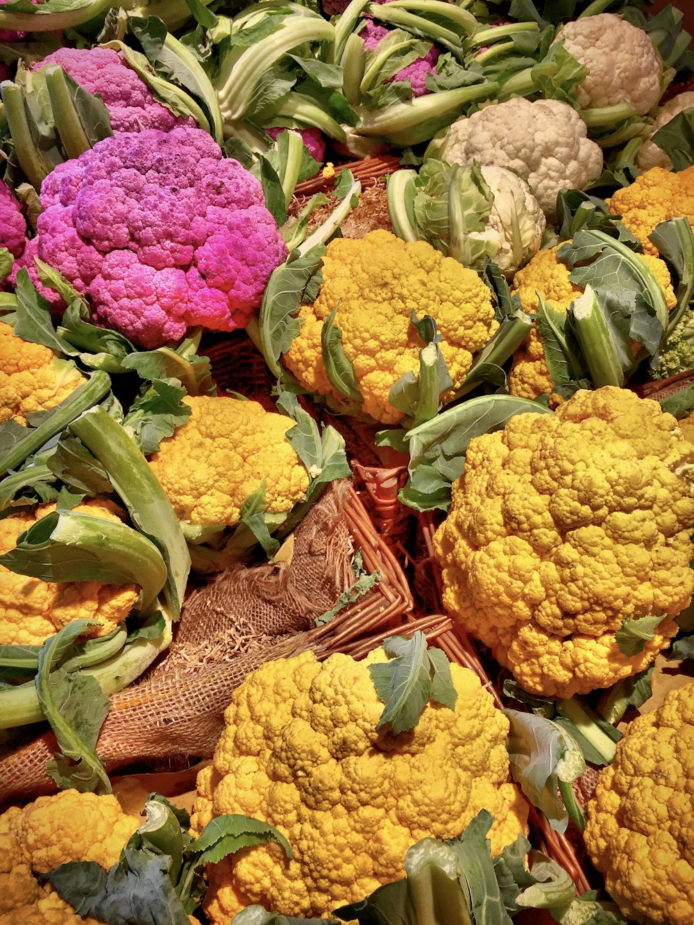 assorted-color cauliflowers