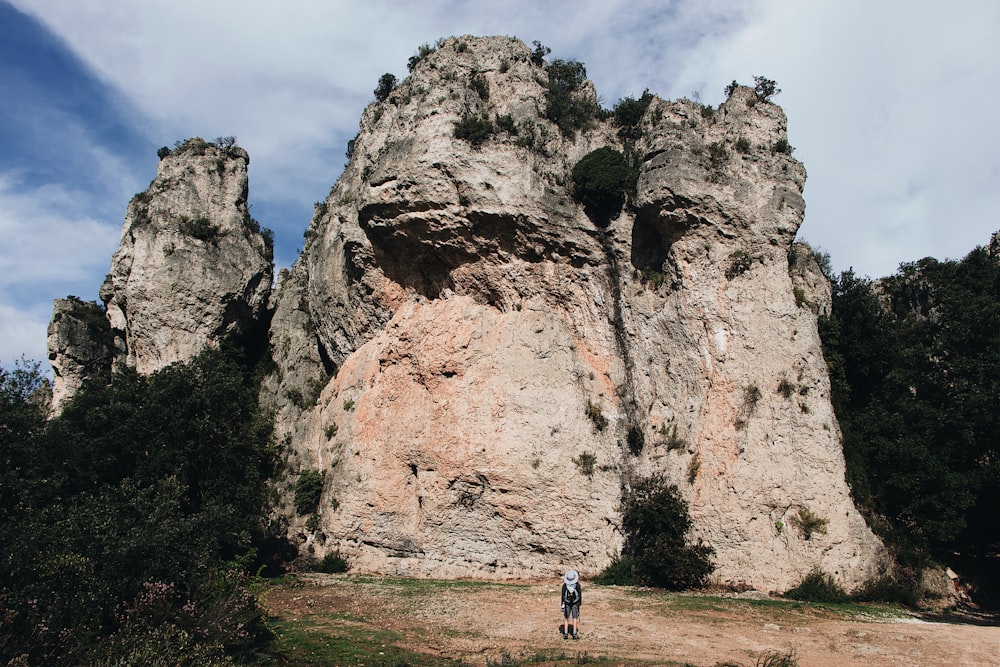 person standing in front of mountain during daytime