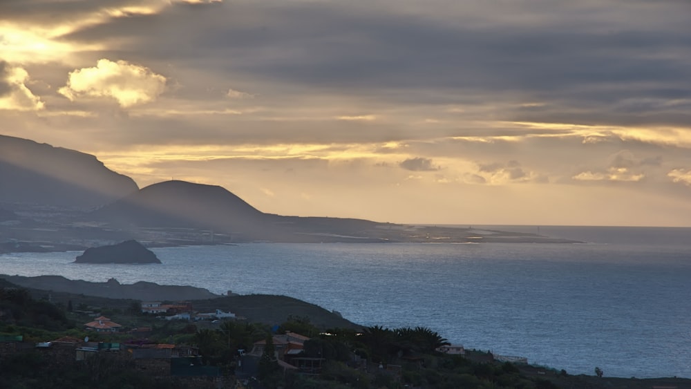 mountain near ocean