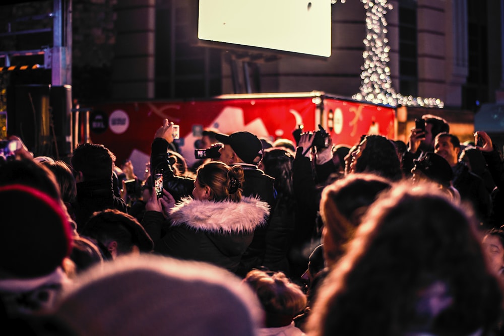 people near stage at night