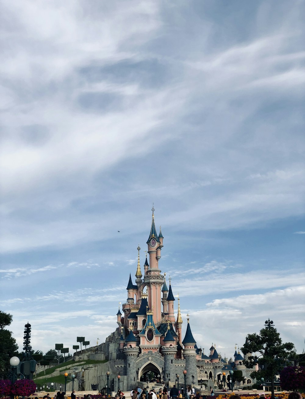 white castle under cloudy sky