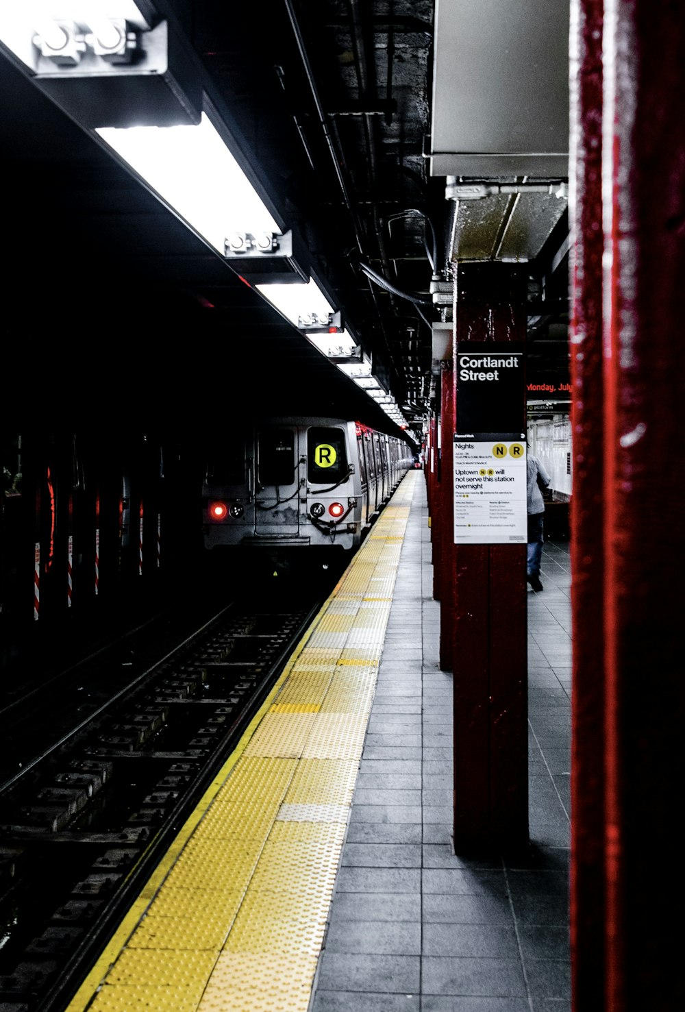 white train at station