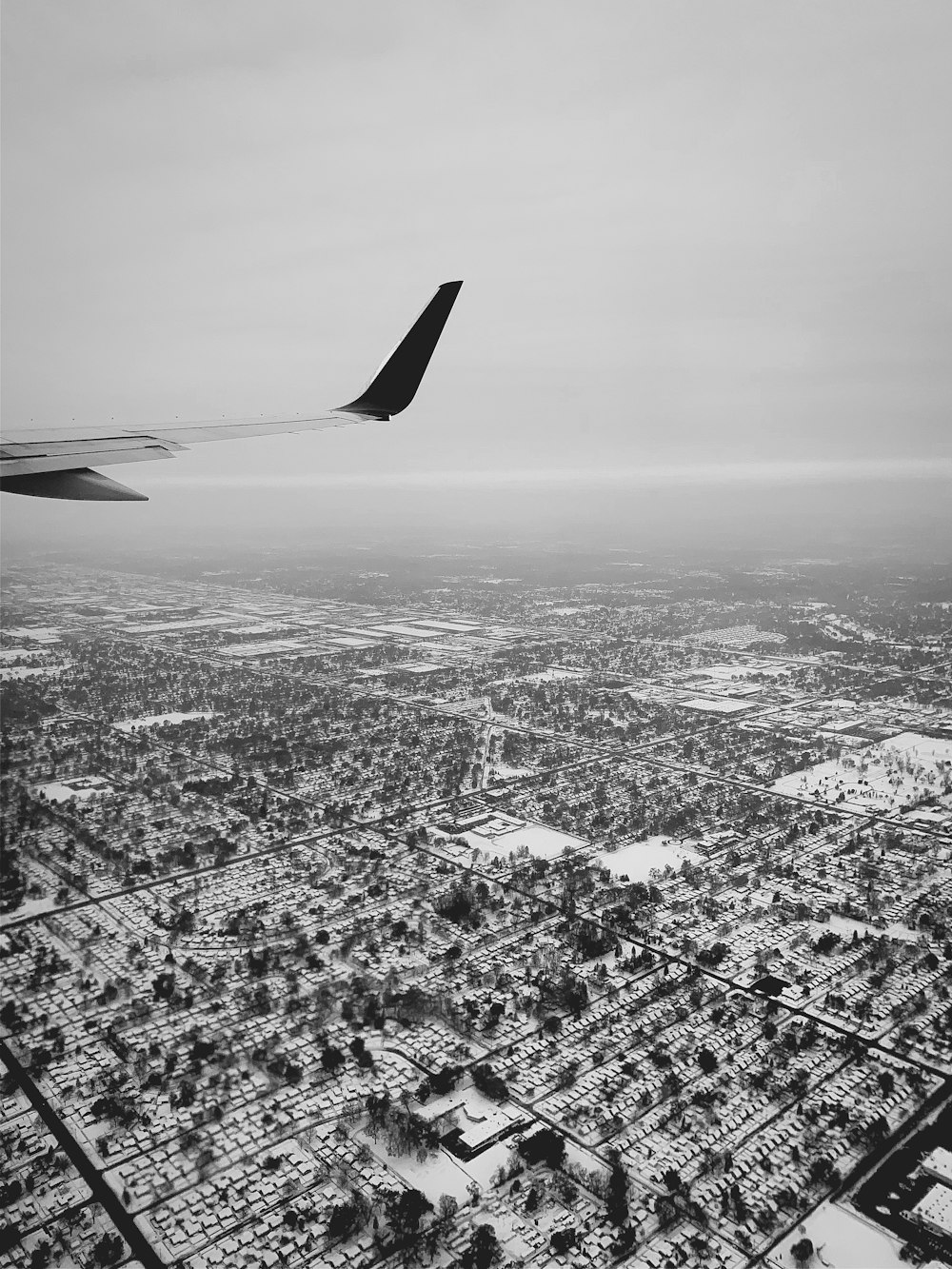 gray-scale photo of city