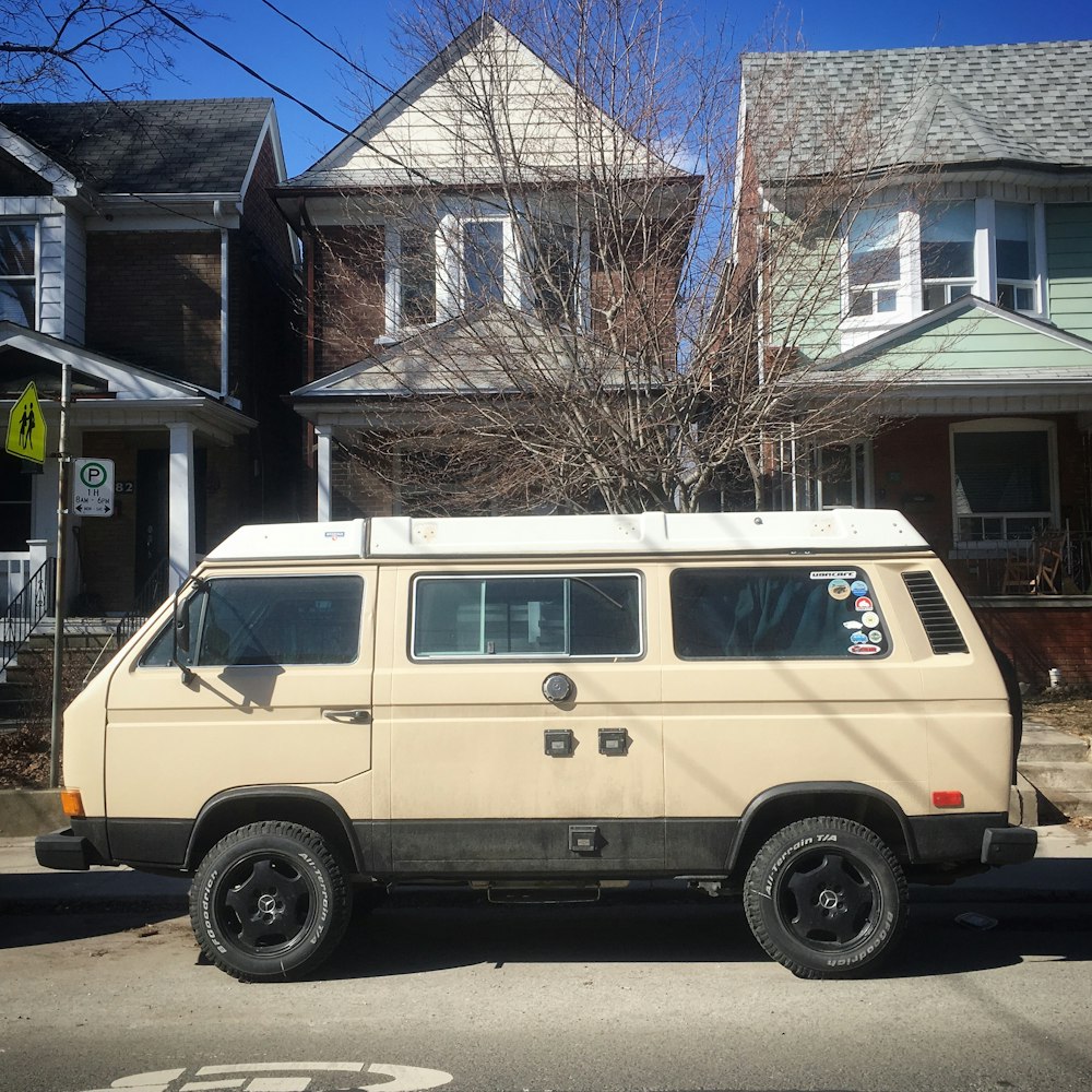 a van parked on the side of the road