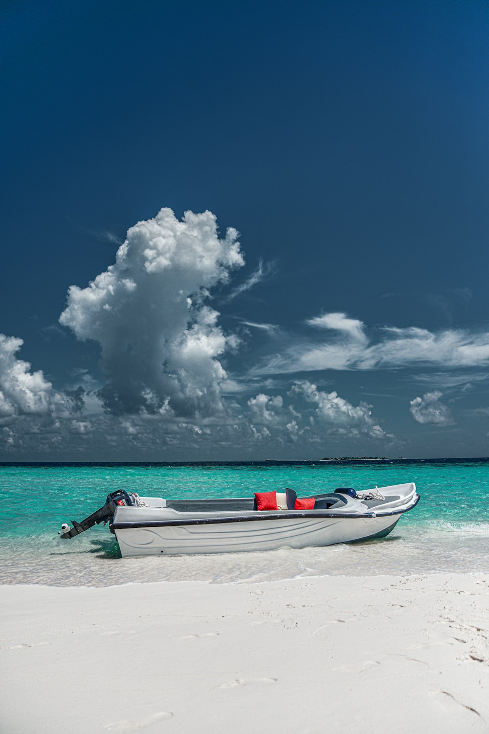 grey and white boat