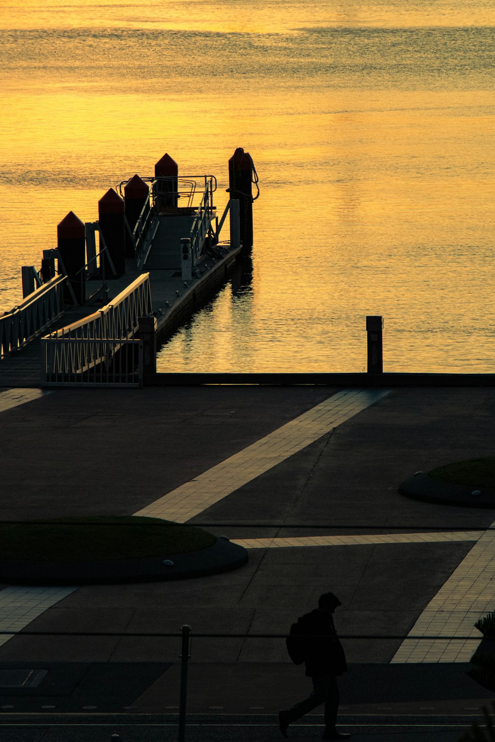 man walking near the ocean dock