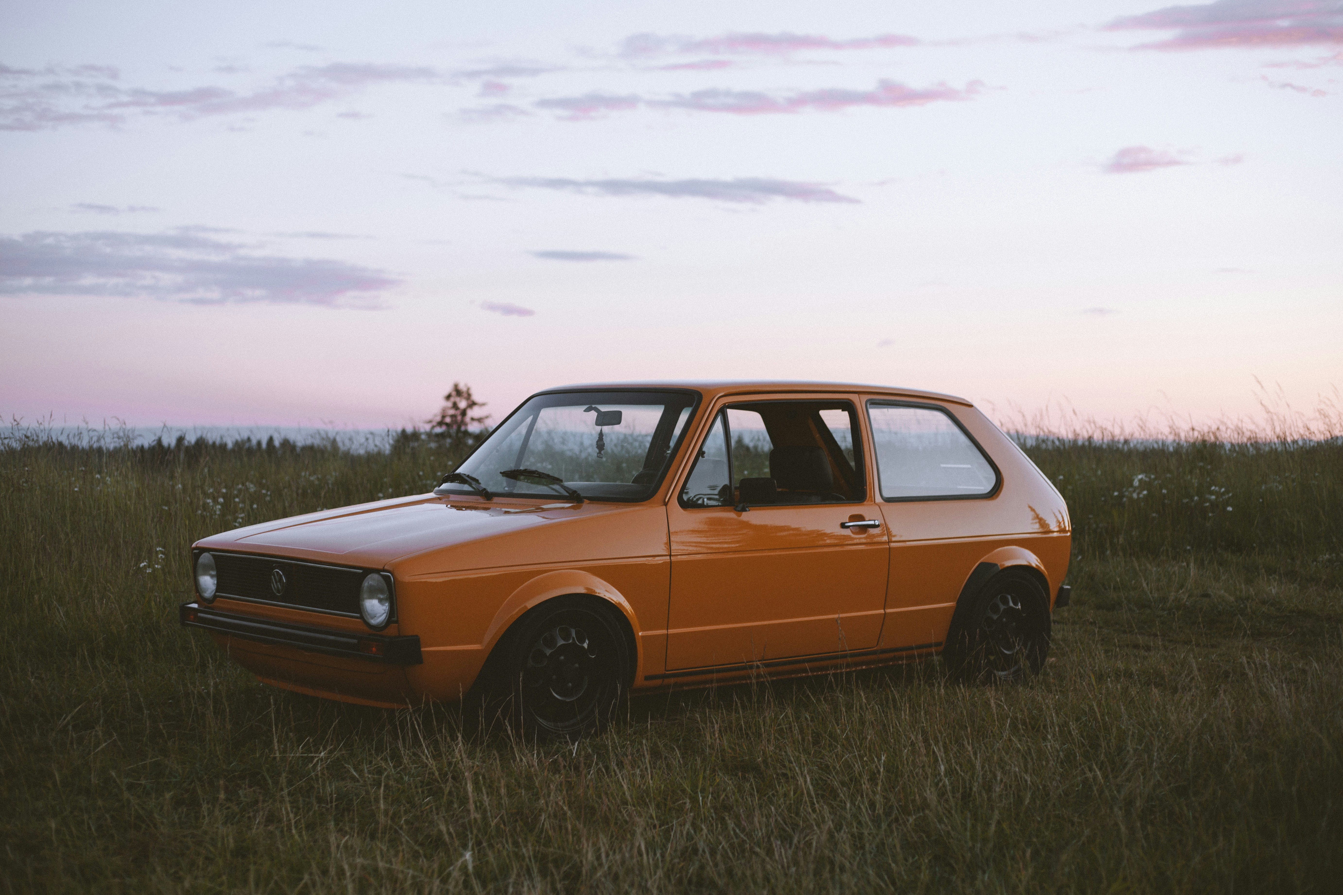 Orange Volkswagen Golf 2 Door Hatchback Photo Free