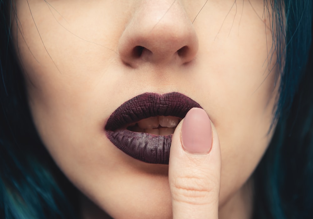 woman wearing black lipstick